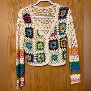 Multicolor Crochet Cardigan Sweater